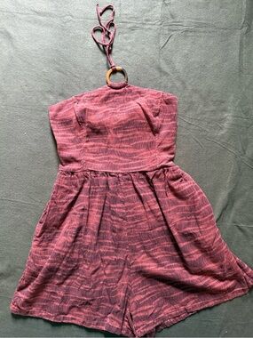Strapless Halter Ring Romper in a Brick Red design
